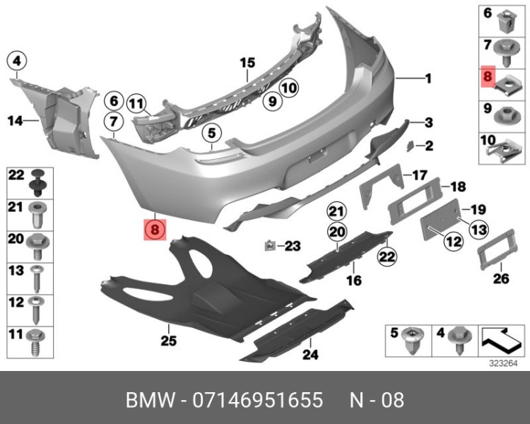 Крепление Spire Clip, гайка C-Clip, BMW 07146951655, 2020 - 2
