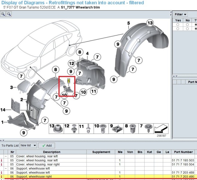 BMW опора подкрылка правого колеса 51717203490, 2020 - 3