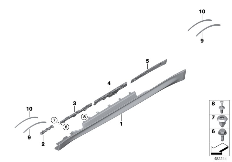 Кронштейн накладки порога левой юбки для BMW F82 F83  51778054321, 2020 - 3