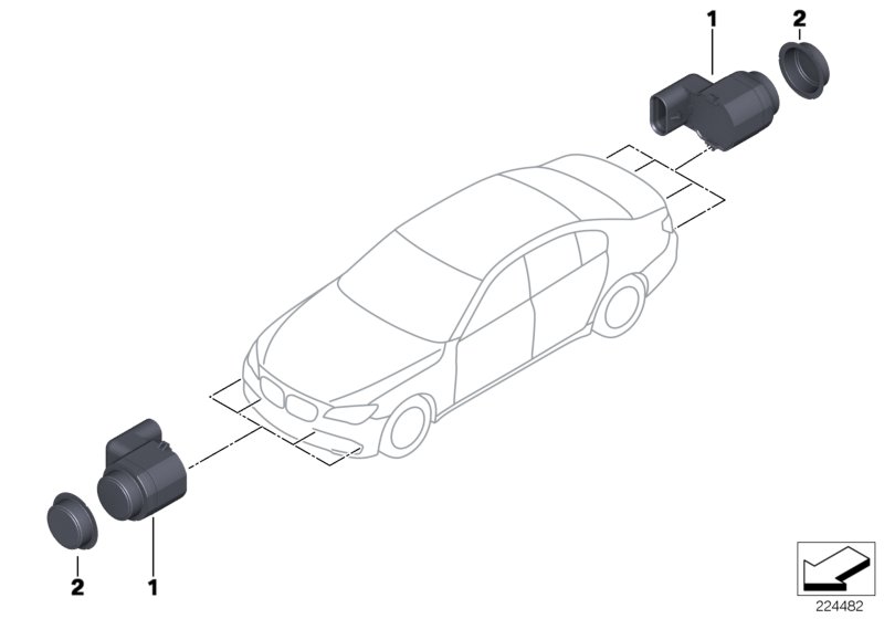 Оригинальная накладка на датчик парковки BMW E60 E70 F13 F07 F10 66209142107, комплект из 5 штук, 2019 - 2