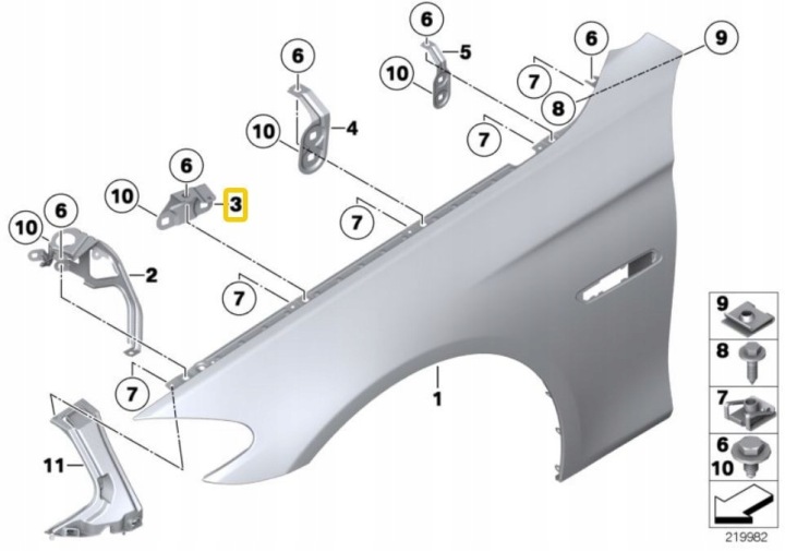 41357207203 BMW F10 F11 Кронштейн передней левой панели, 2020 - 2