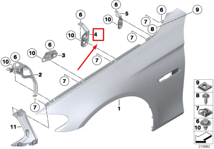41357207206 BMW 5 F10 Кронштейн передней правой боковой панели , 2020 - 3