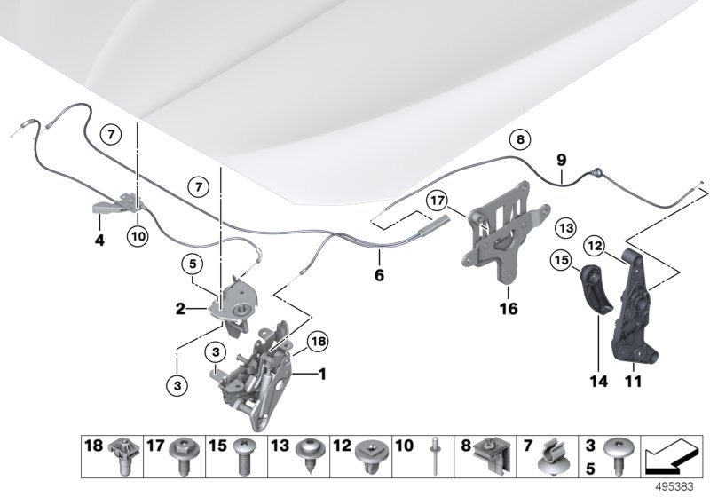 51237203453, 7203453 BMW Замок капота F10 F11, 2013 - 2