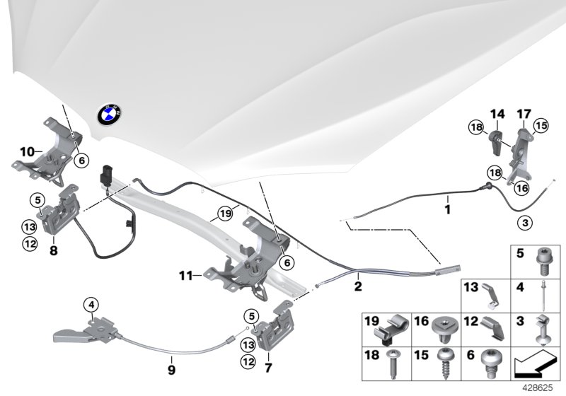 51237325992 BMW F15 F16 F85 Замок капота Правый, 2020 - 3