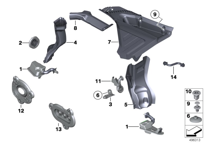 64316987613 BMW 5 6 7, F10 F11 F01 Передняя правая или левая уплотнительная втулка воздушного фильтра, 2020 - 3
